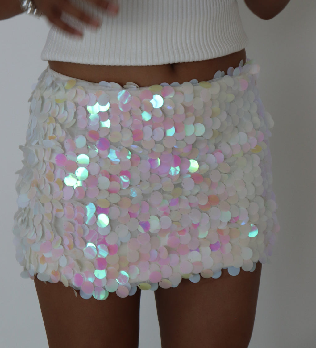 WHITE SEQUIN SKIRT – shop and yours - Main Image