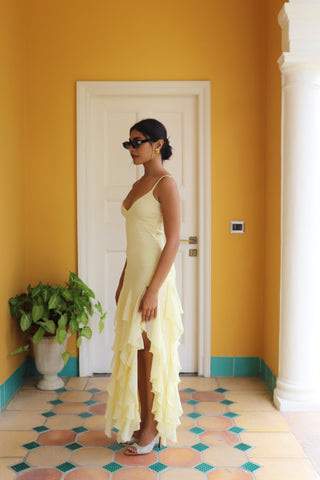 BUTTER YELLOW RUFFLE MAXI DRESS