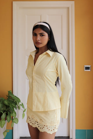 BUTTER YELLOW SCHIFFLI SET