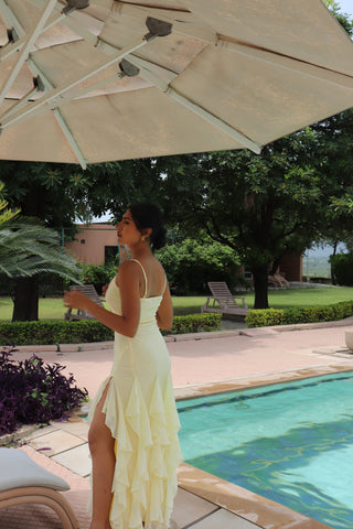 BUTTER YELLOW RUFFLE MAXI DRESS