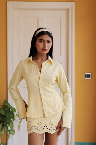 BUTTER YELLOW SCHIFFLI SET