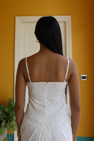 WHITE TEXTURED MAXI DRESS