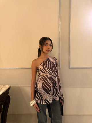 ANIMAL PRINT FRINGE TOP