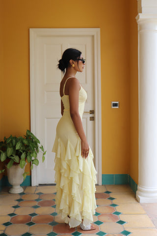 BUTTER YELLOW RUFFLE MAXI DRESS