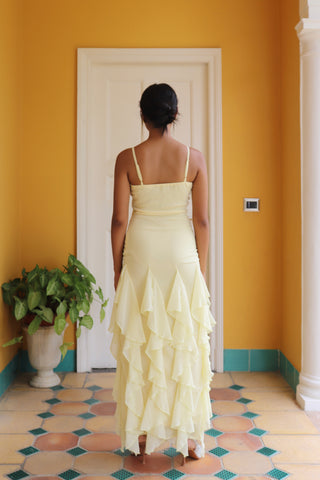 BUTTER YELLOW RUFFLE MAXI DRESS