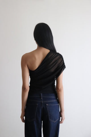 BLACK SHOULDER MESH TOP