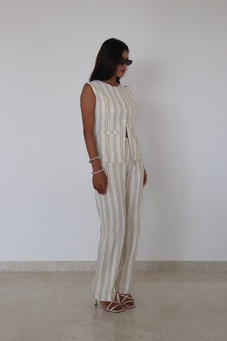 COTTON LINEN YELLOW STRIPE SET