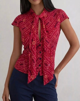 BANDHANI PRINT SCARF TOP