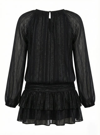 BLACK SHIMMER STRIPE MINI DRESS
