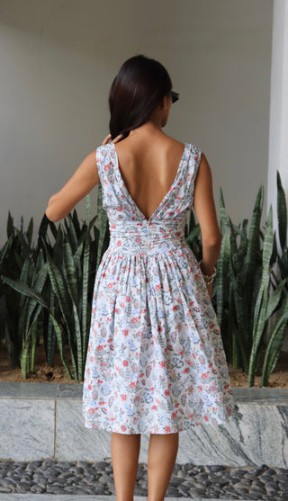 BLUE FLORAL CORSET DRESS