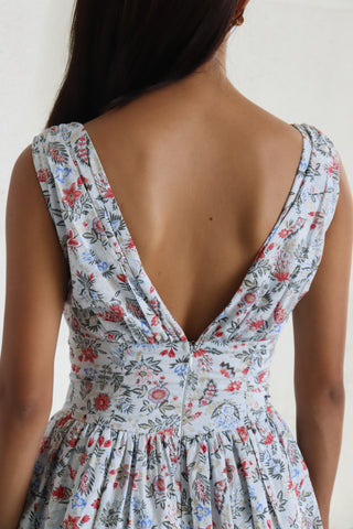 BLUE FLORAL CORSET DRESS