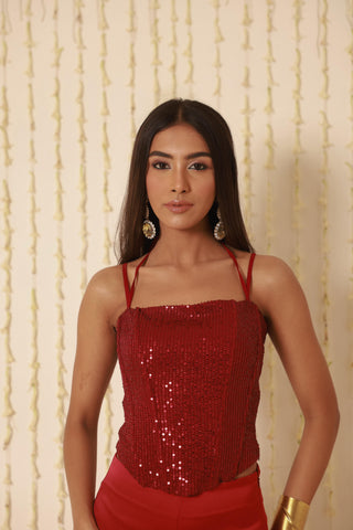 RUBY RED SEQUIN CORSET