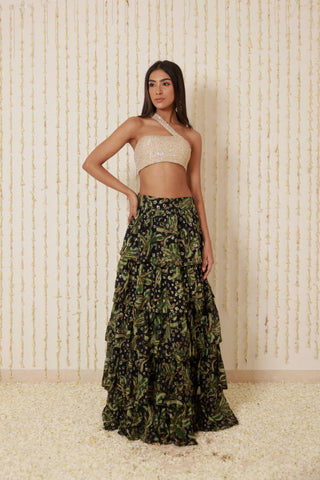 EMERALD NOIR LAYERED SKIRT