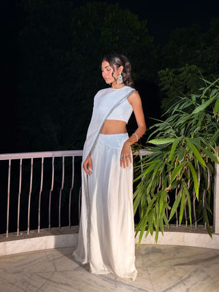 WHITE SEQUIN CAPE SET