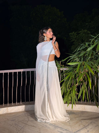 WHITE SEQUIN CAPE SET
