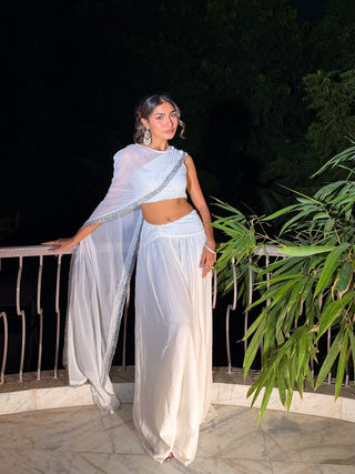 WHITE SEQUIN CAPE SET