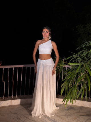 WHITE SEQUIN CAPE SET