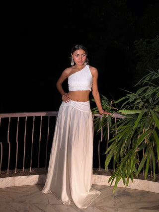WHITE SEQUIN CAPE SET