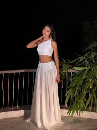 WHITE SEQUIN CAPE SET