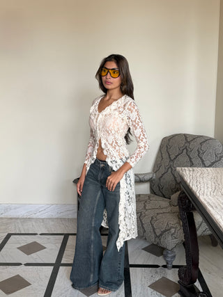 FLORAL LACE LONG TOP