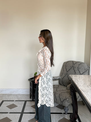 FLORAL LACE LONG TOP