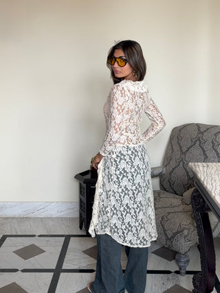 FLORAL LACE LONG TOP