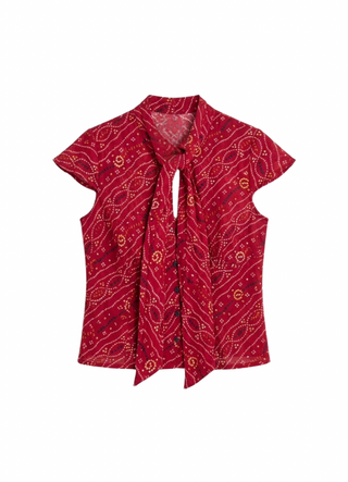 BANDHANI PRINT SCARF TOP