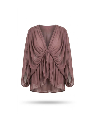BROWN WING RUCHED TOP