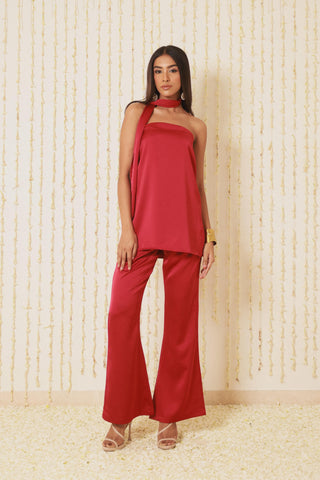 SATIN SCARLETT SCARF SET