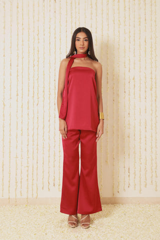 SATIN SCARLETT SCARF SET