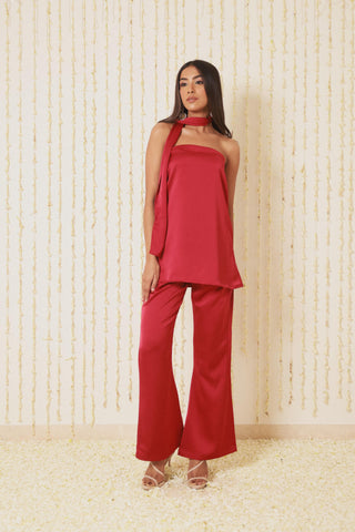 SATIN SCARLETT SCARF SET