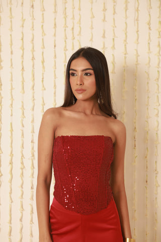 RUBY RED SEQUIN CORSET