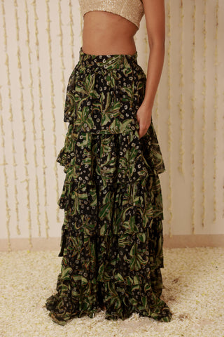 EMERALD NOIR LAYERED SKIRT