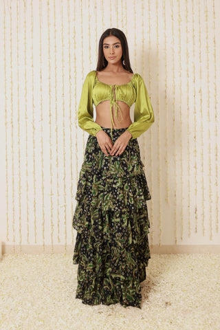 EMERALD NOIR LAYERED SKIRT