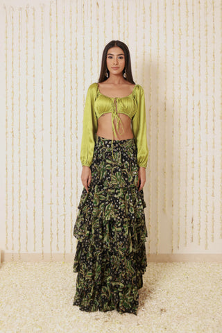 EMERALD NOIR LAYERED SKIRT