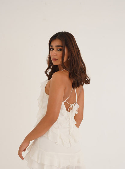 WHITE RUFFLE DRESS