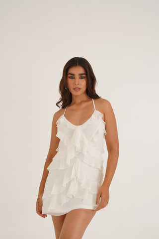 WHITE RUFFLE DRESS