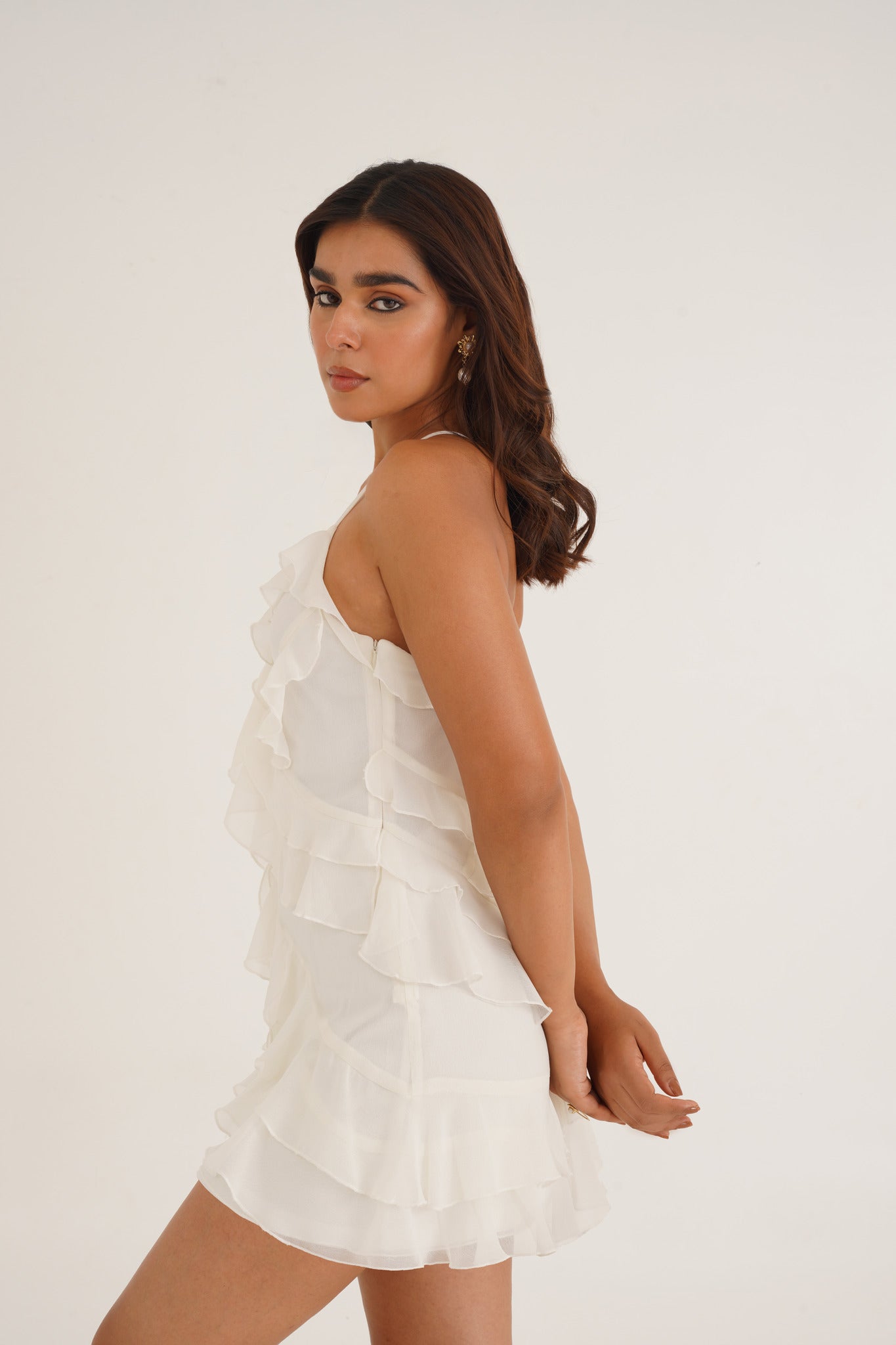 WHITE RUFFLE DRESS